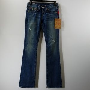NWT True Religion Blue Becky Wide Leg Jeans 24